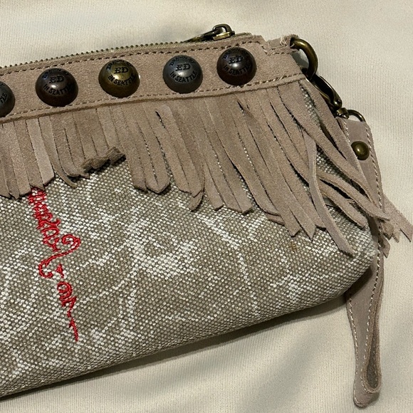 Ed Hardy Ferris Wristlet with Suede Fringe Clutch Bag - Picture 5 of 13
